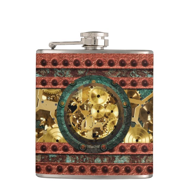 Steampunk 4 Wrapped Flask Options (Front)