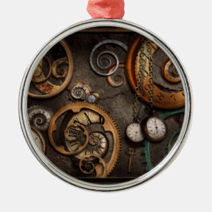 Steampunk - Abstract - Time is complicated Metal Ornament
