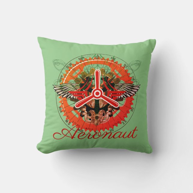 Steampunk Aeronaut, celestial mechanics Throw Pillow (Front)
