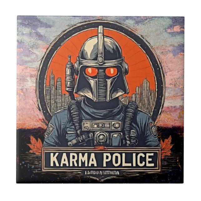 Steampunk Aesthetic - Retro Sci-Fi Karma Police Tile (Front)