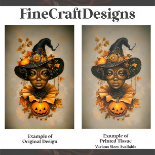 Steampunk African American Witch F6 Decoupage Tissue Paper