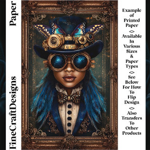 Steampunk African Woman Female CM7 Scrapbook Paper