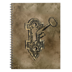 Steampunk Aged Antique Victorian Key Lock Notebook