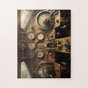 Steampunk airplane cockpit jigsaw puzzle