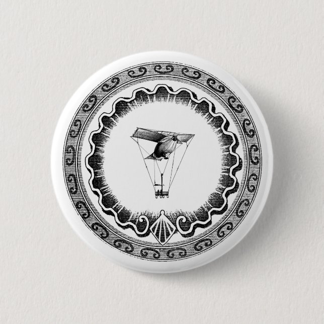 Steampunk Airship Flying Blimp 2 Inch Round Button (Front)