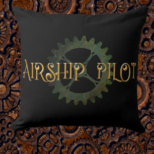 Steampunk Airship Pilot  Throw Pillow