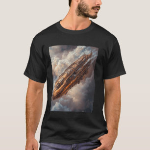 Steampunk Airship Soaring Fantasy Art T-Shirt