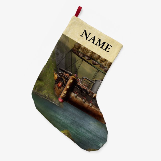 Steampunk - Airship - The original Noah's Ark Large Christmas Stocking (Front (Hanging))