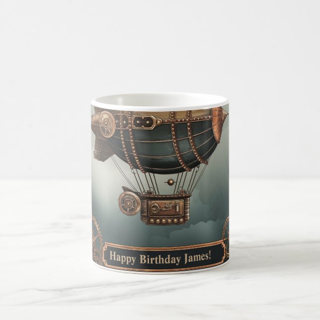 Steampunk Airship Vintage Adventure Design Coffee Mug (Center)