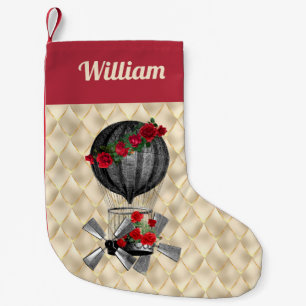 Steampunk Airship with Red Roses Christmas Small Christmas Stocking