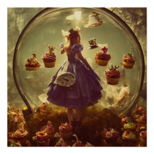 Steampunk Alice and Cupcakes  Poster