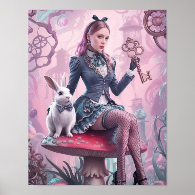 Steampunk Alice in Wonderland Poster  (Front)