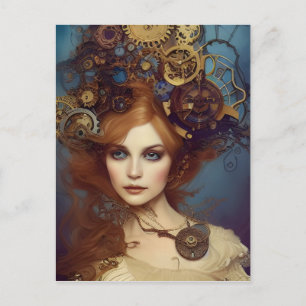 Steampunk Alice Stunning Fantasy Portrait Postcard