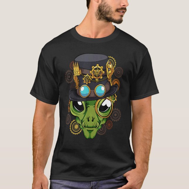 Steampunk Alien Classy Medieval Mechanical Victori T-Shirt (Front)