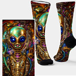 Steampunk Alien Green Blue & Brown Socks<br><div class="desc">Steampunk Alien,  Green Blue & Brown Socks - - see more great sock designs in my store.</div>