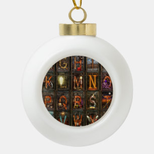 Steampunk - Alphabet - Complete Alphabet Ceramic Ball Christmas Ornament
