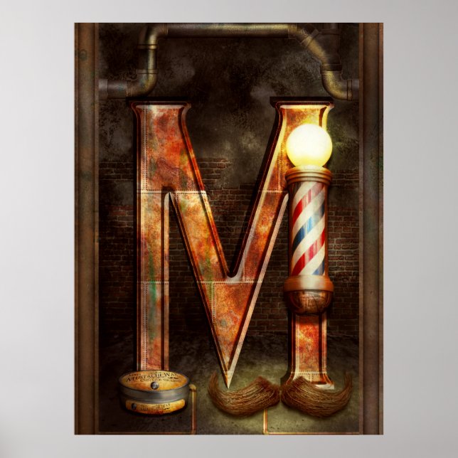 Steampunk - Alphabet - M is for Moustache Poster (Front)