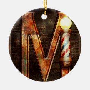 Steampunk - Alphabet - M is for Mustache Ceramic Ornament