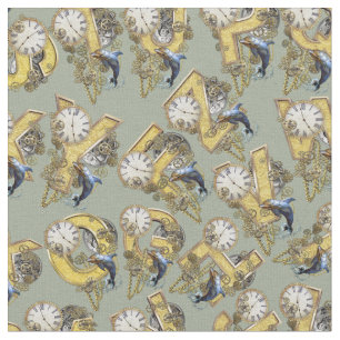 Steampunk Alphabet repeat design Fabric