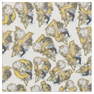Steampunk Alphabet repeat pattern Fabric