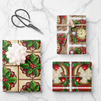Steampunk and Holly Wrapping Paper Sheet