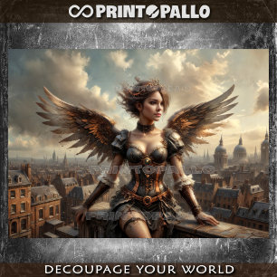 Steampunk angel in Victorian landscape Tissue Paper