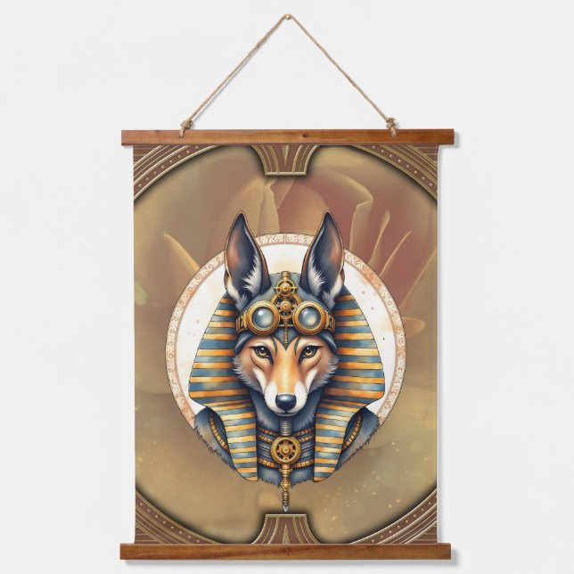 Steampunk Anubis Fox Portrait Hanging Tapestry (Front)