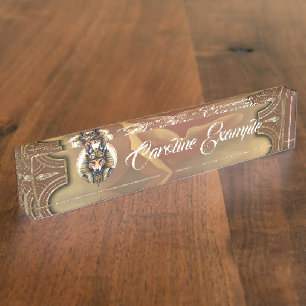 Steampunk Anubis Fox Portrait Nameplate