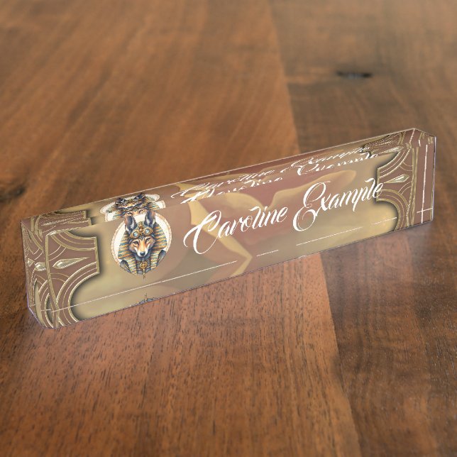 Steampunk Anubis Fox Portrait Nameplate (Side)