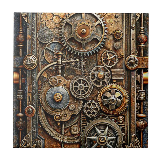 Steampunk Art Ceramic Tile (Front)