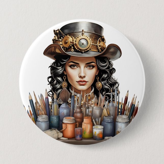 Steampunk Artist 3 Inch Round Button (Front)
