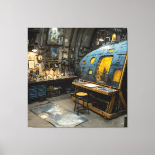Steampunk Artist Submarine Studio Chaos Canvas Print