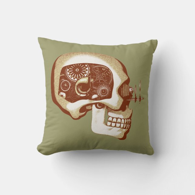 Steampunk Automaton #1C Throw Pillow (Front)