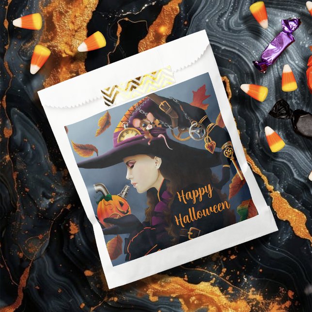 Steampunk Autumn Witch Pumpkin Clockwork Hat Favour Bag (Creator Uploaded)