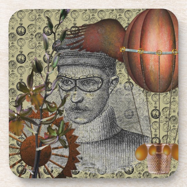 Steampunk Aviator Drink Coasters (Front)