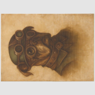 Steampunk Aviator Pug Decoupage Tissue Paper
