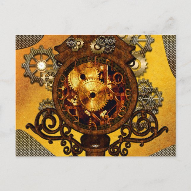 Steampunk,, awesome clock postcard (Front)