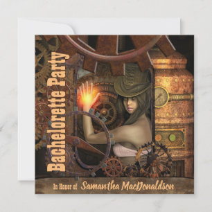 Steampunk bachelorette party invitation