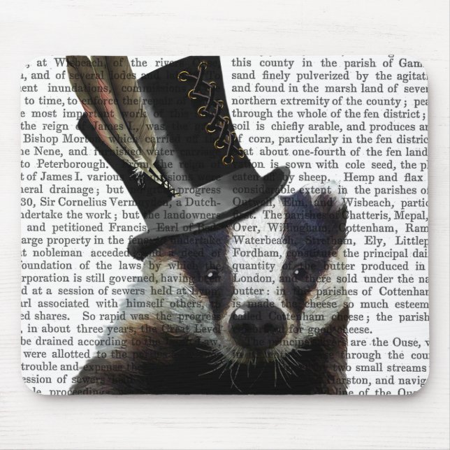 Steampunk Badger in Top Hat Mouse Pad (Front)