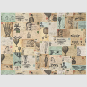 Steampunk Balloon & Postcard Ephemera Tissue Paper