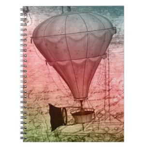 Steampunk balloon Sketch Hardcover Notebook