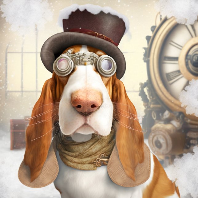 Steampunk Basset Hound Wine Label (Creator Uploaded)