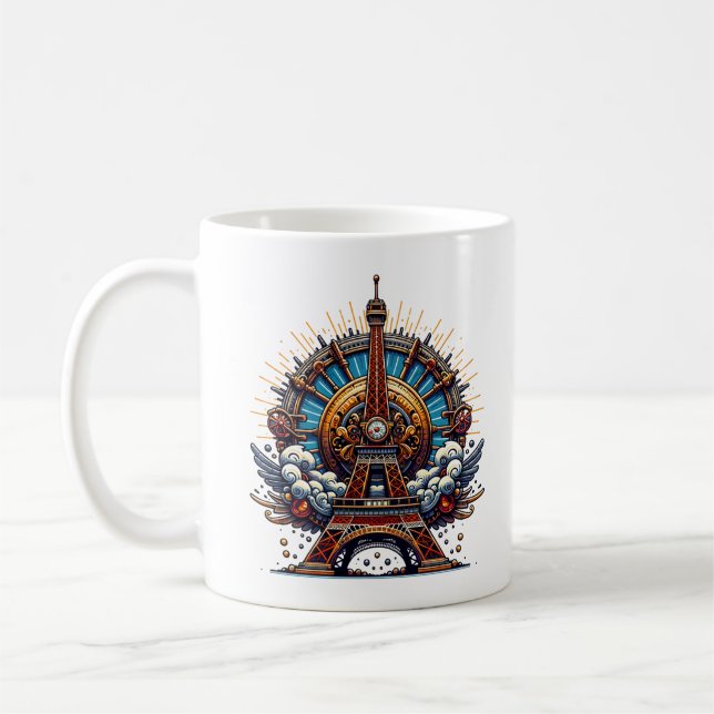 Steampunk Bastille Day Eiffel Tower Coffee Mug (Left)