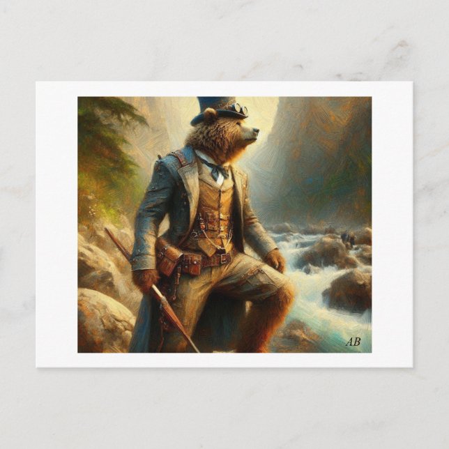 Steampunk Bear,  Postcard (Front)