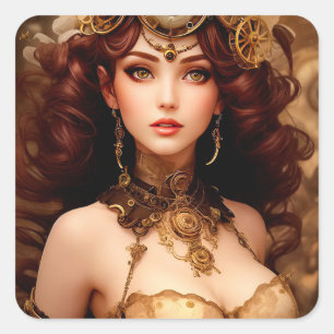 Steampunk Beautiful Venus Square Sticker
