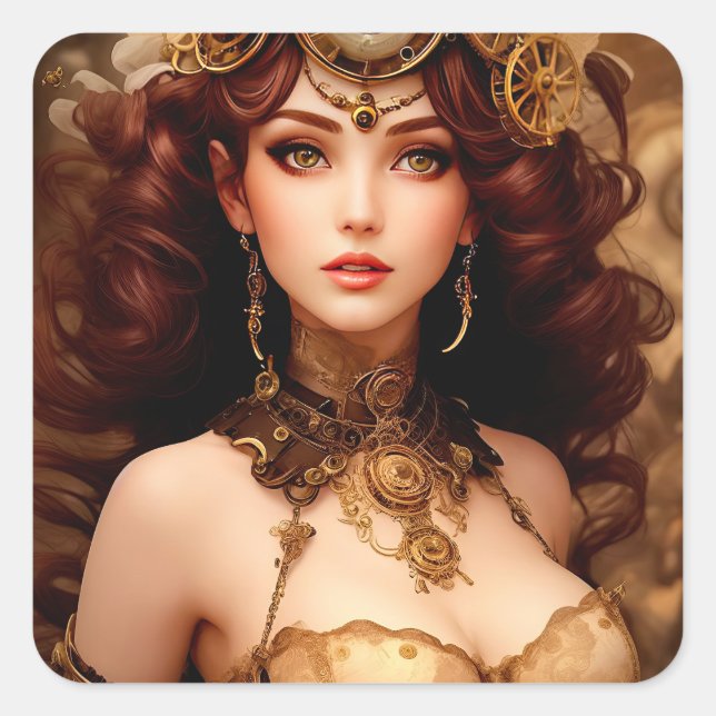 Steampunk Beautiful Venus Square Sticker (Front)