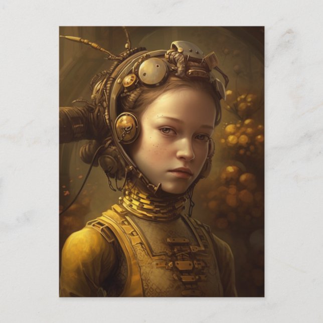 Steampunk Bee Keeper Child Portrait Postcard (Front)