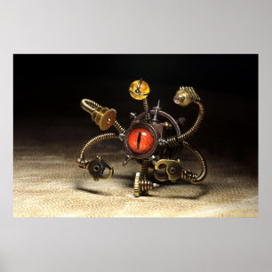Steampunk Beholder Robot Poster