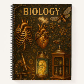Steampunk Biology. Vintage Anatomy & Botanical. Notebook
