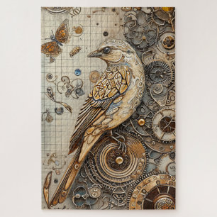Steampunk Bird Art Difficult Jigsaw Puzzle